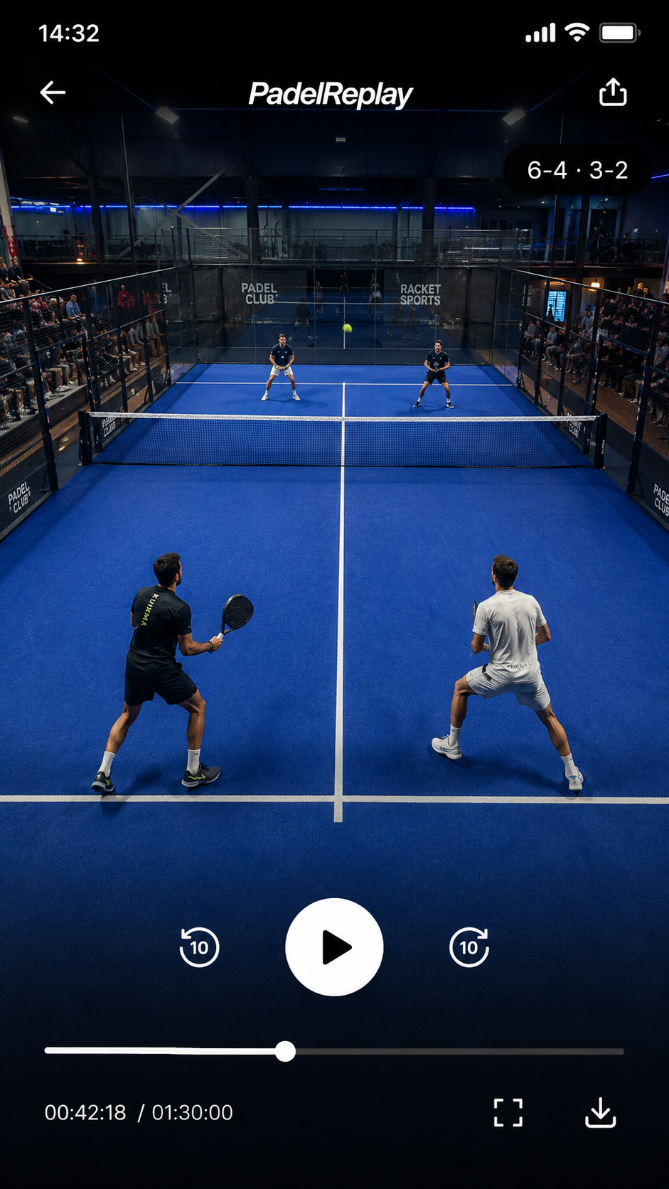 Application PadelReplay : match de padel en lecture sur smartphone